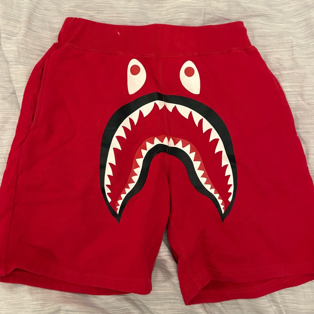 Bape Red Shark Face Men's Shorts